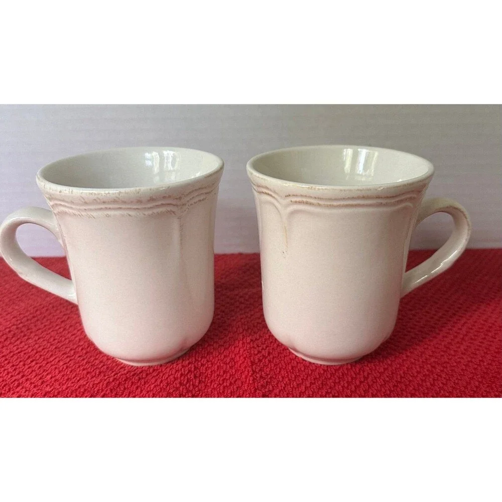 Set of Two Gourmet Tuscan Ivory Coffee Mugs Todd English Collection